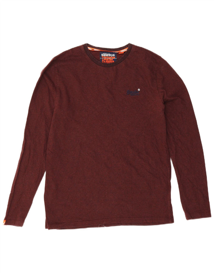 Męski top Superdry z długim rękawem, duży, bordowy, bawełniany