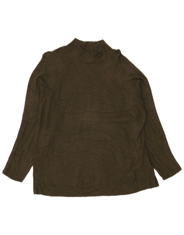 Marks & Spencer Damski sweter z golfem UK 20 2XL Khaki Wiskoza