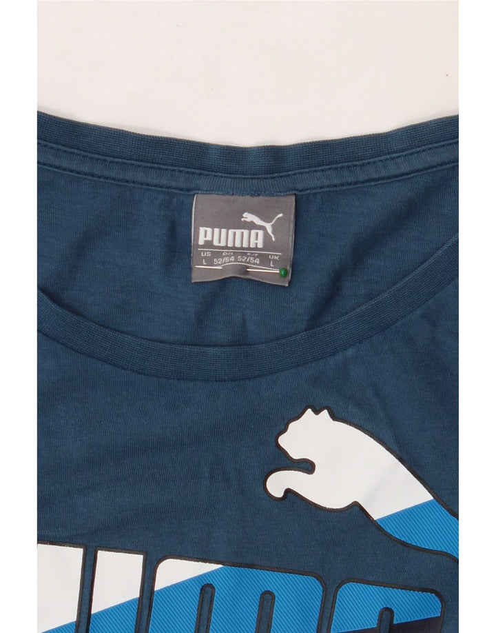 Męski T-shirt z grafiką Puma, duży, niebieski