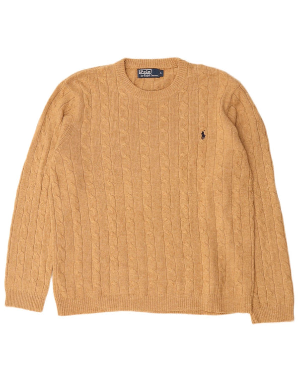 Męski sweter z okrągłym dekoltem Polo Ralph Lauren, duży, brązowy