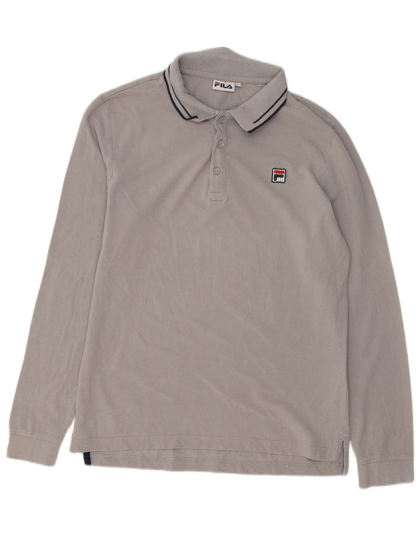 Męska koszulka polo Fila z długim rękawem, duża, szara, bawełniana