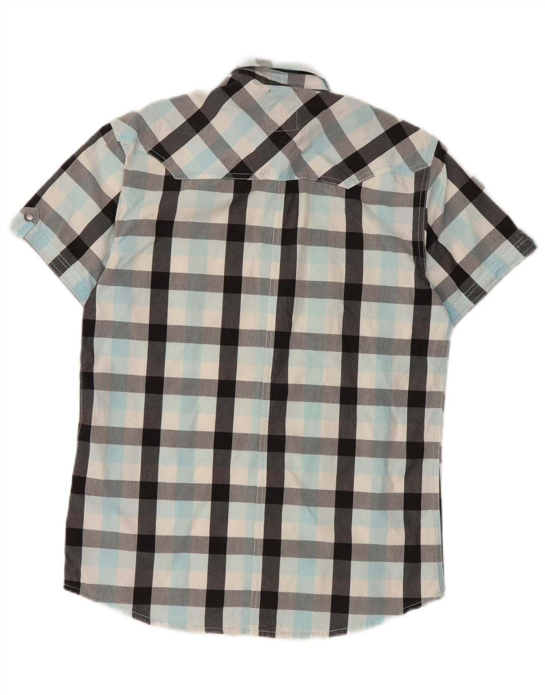 Koszula męska z krótkim rękawem Jack & Jones, bawełniana w średnią turkusową kratkę