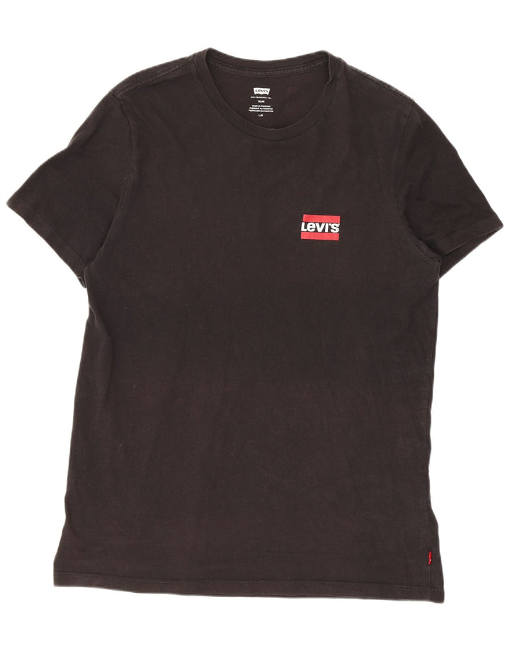 Męski T-shirt Levi's Slim Fit, duży, czarny, bawełniany