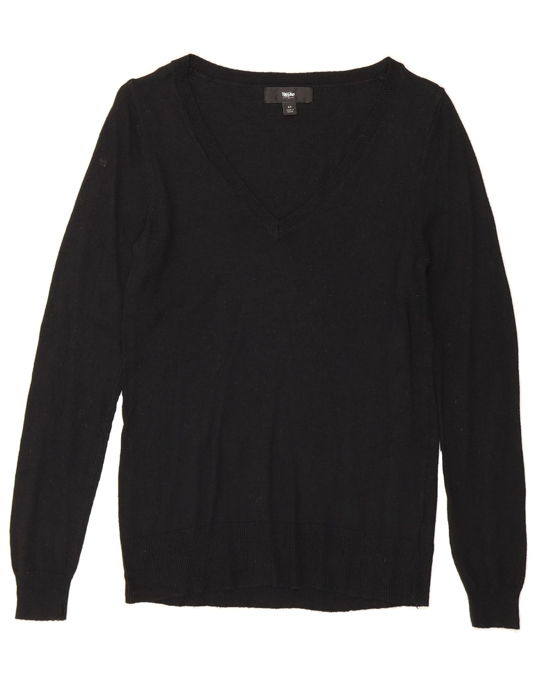 MOSSIMO Womens V-Neck Jumper Sweater UK 10 Small Black Nylon Vintage Mossimo and Second-Hand Mossimo from Messina Hembry 