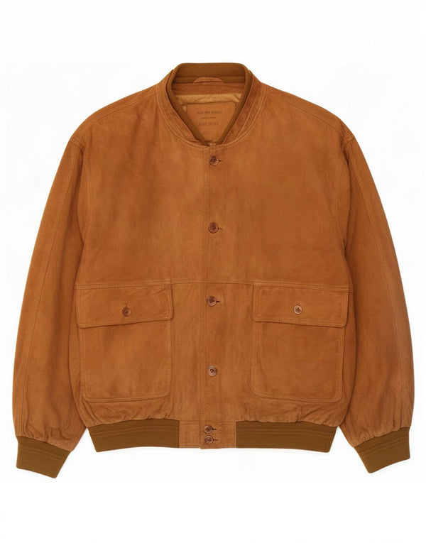 Vintage męska zamszowa kurtka bomber IT 58 4XL brązowa skóra