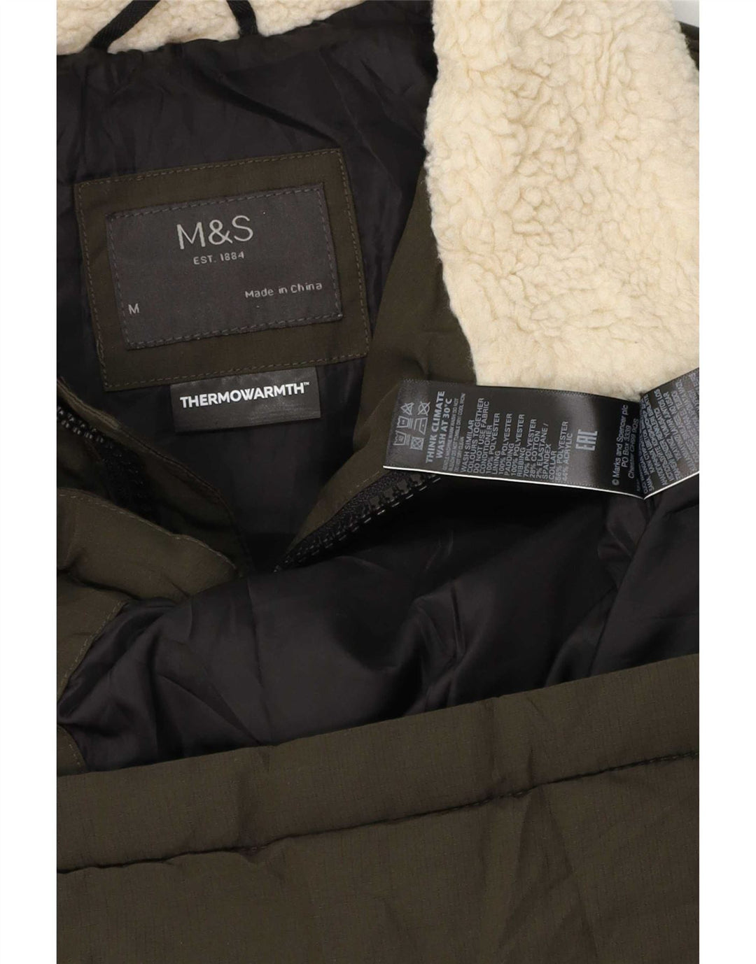 Marks & Spencer Męska ocieplana kurtka UK 38, poliester w kolorze khaki