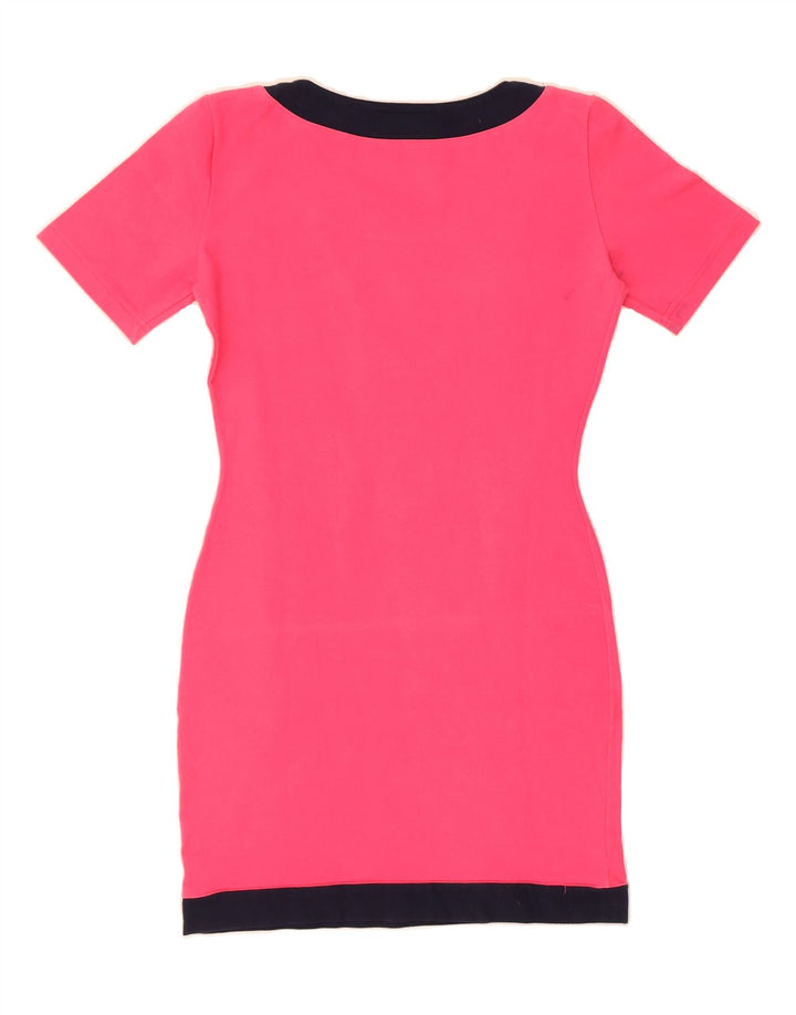 VINTAGE Womens Graphic Bodycon Dress UK 12 Medium Pink Vintage Vintage and Second-Hand Vintage from Messina Hembry 