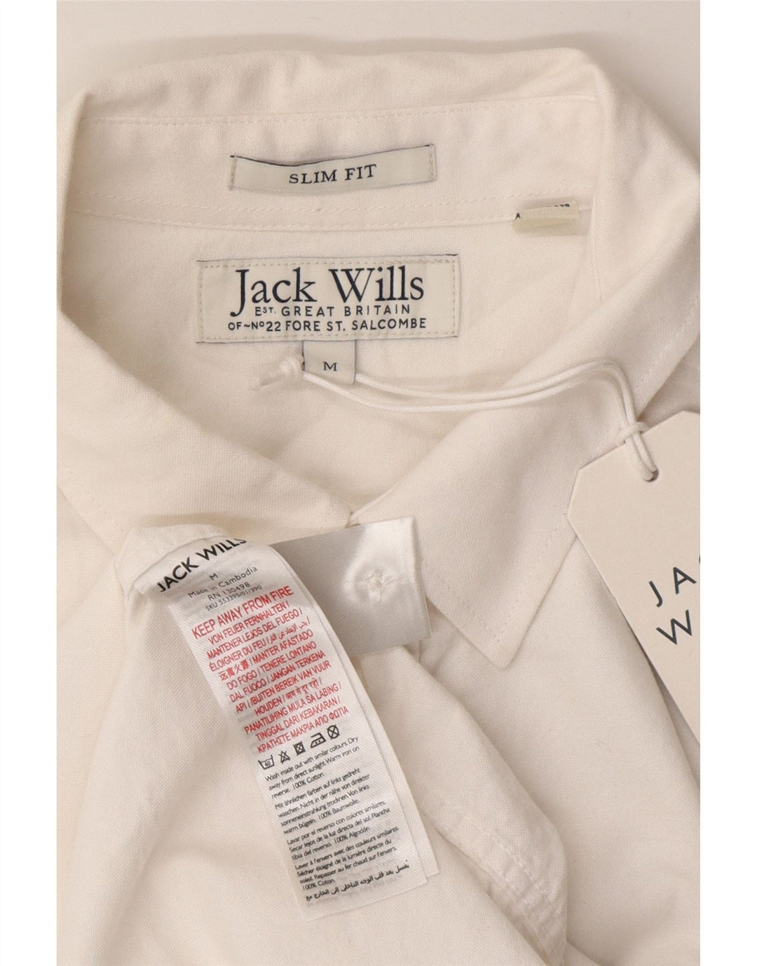 Koszula męska Jack Wills z krótkim rękawem, slim fit, średnia biała bawełna
