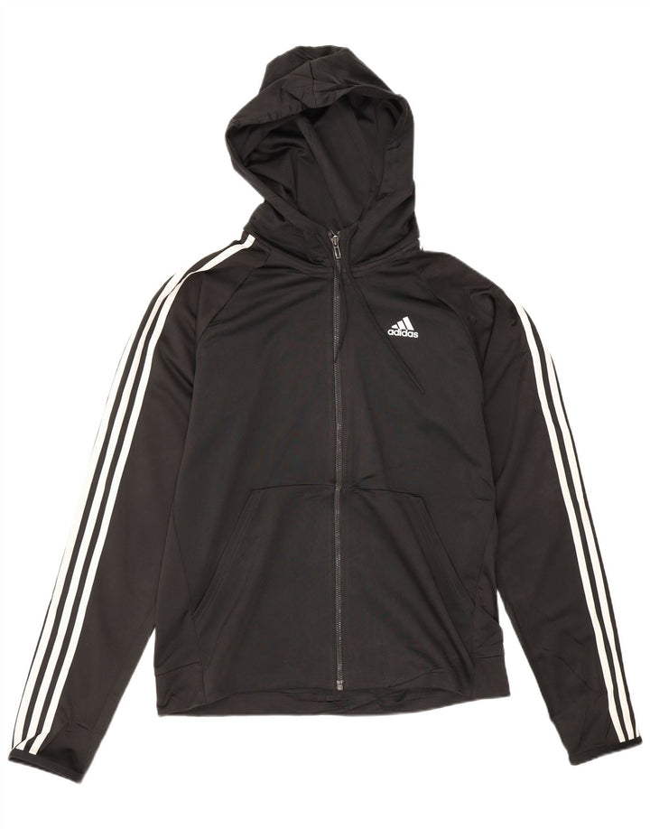 Męski sweter z kapturem i zamkiem Adidas, średni czarny poliester