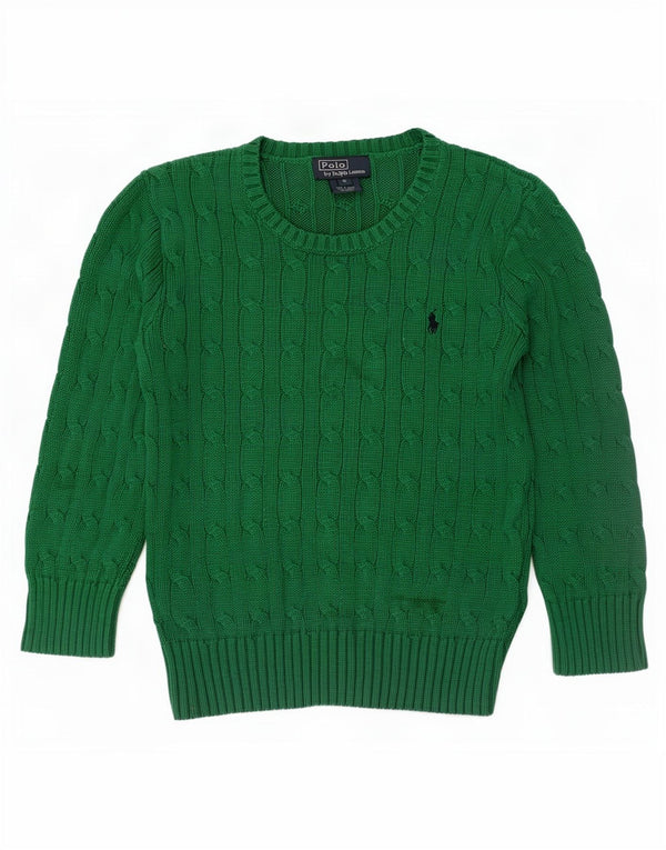 Polo Ralph Lauren Chłopięcy sweter z dekoltem w łódkę 5-6 lat Zielony, bawełniany