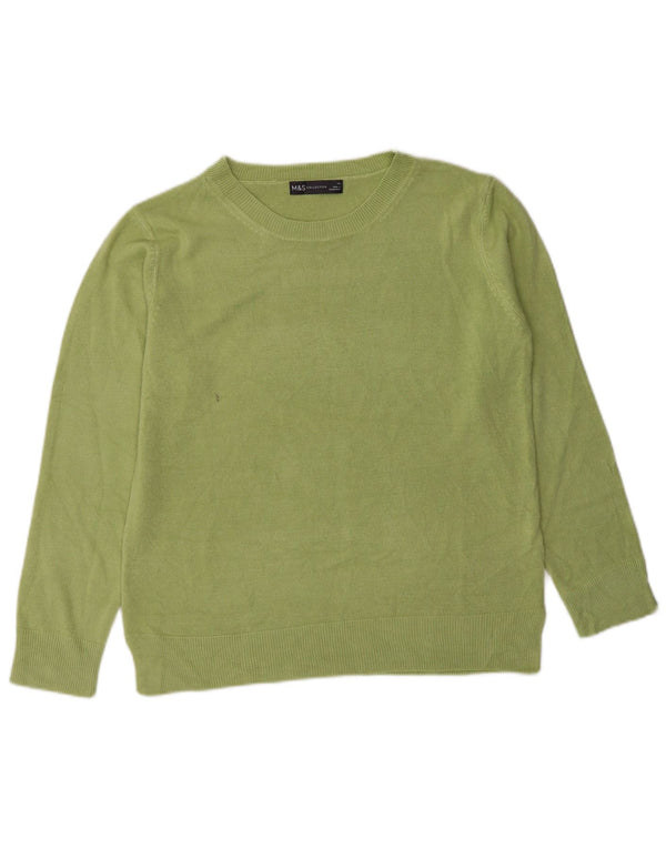 Marks & Spencer Damski sweter z dekoltem w łódkę, UK 12, średni zielony akryl