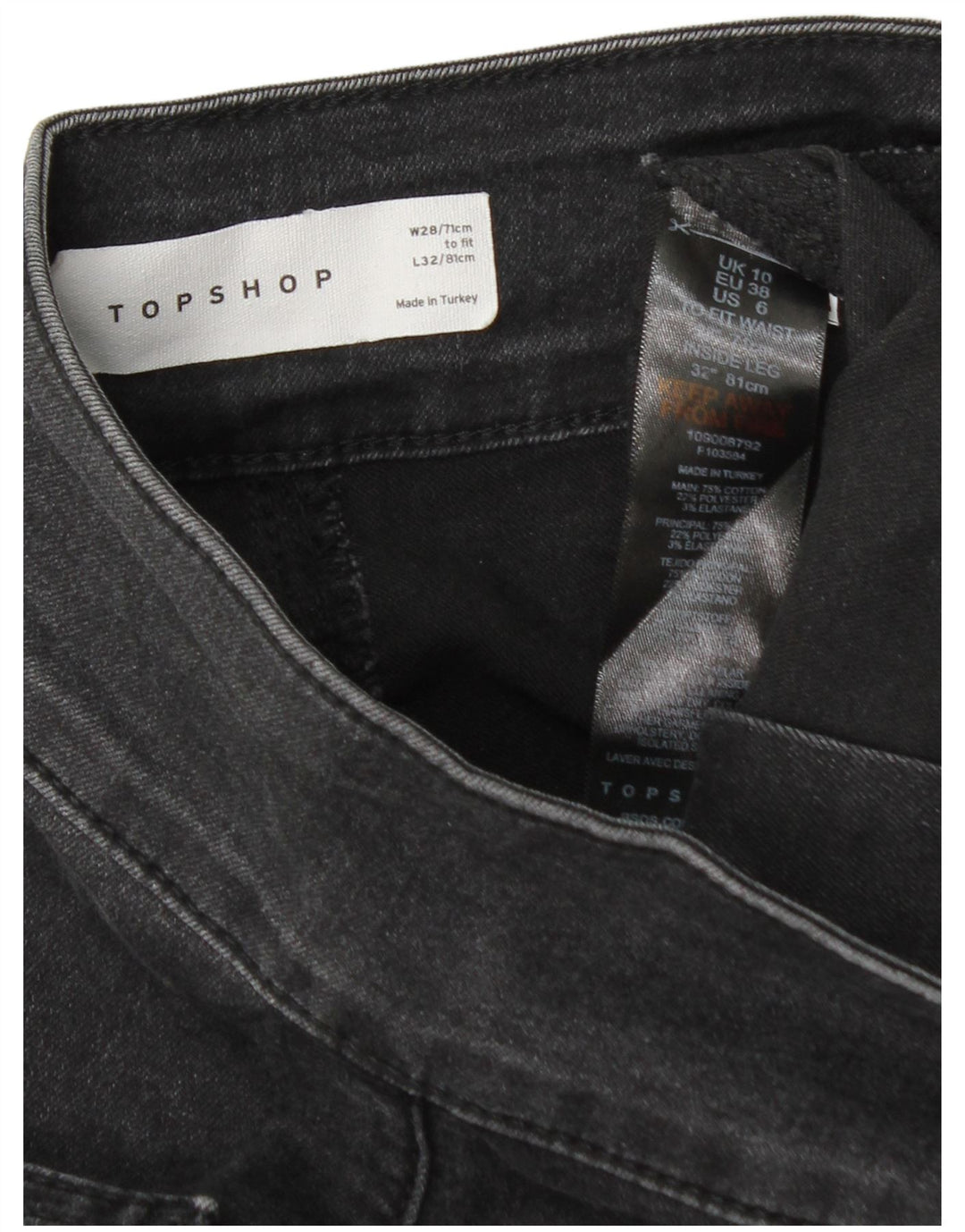 Damskie jeansy rozkloszowane Topshop W28 L32 Szara bawełna