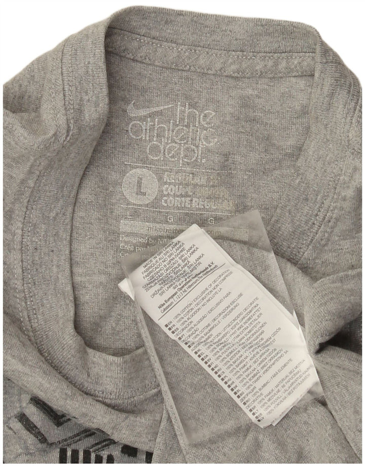 Męski T-shirt Nike o regularnym kroju z grafiką, duży, szary, bawełniany