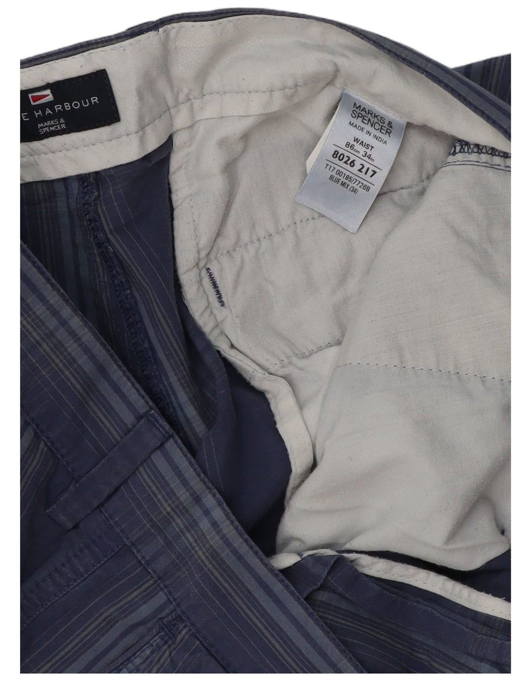 Męskie spodenki Chino Marks & Spencer Blue Harbor W34 w dużą granatową kratkę