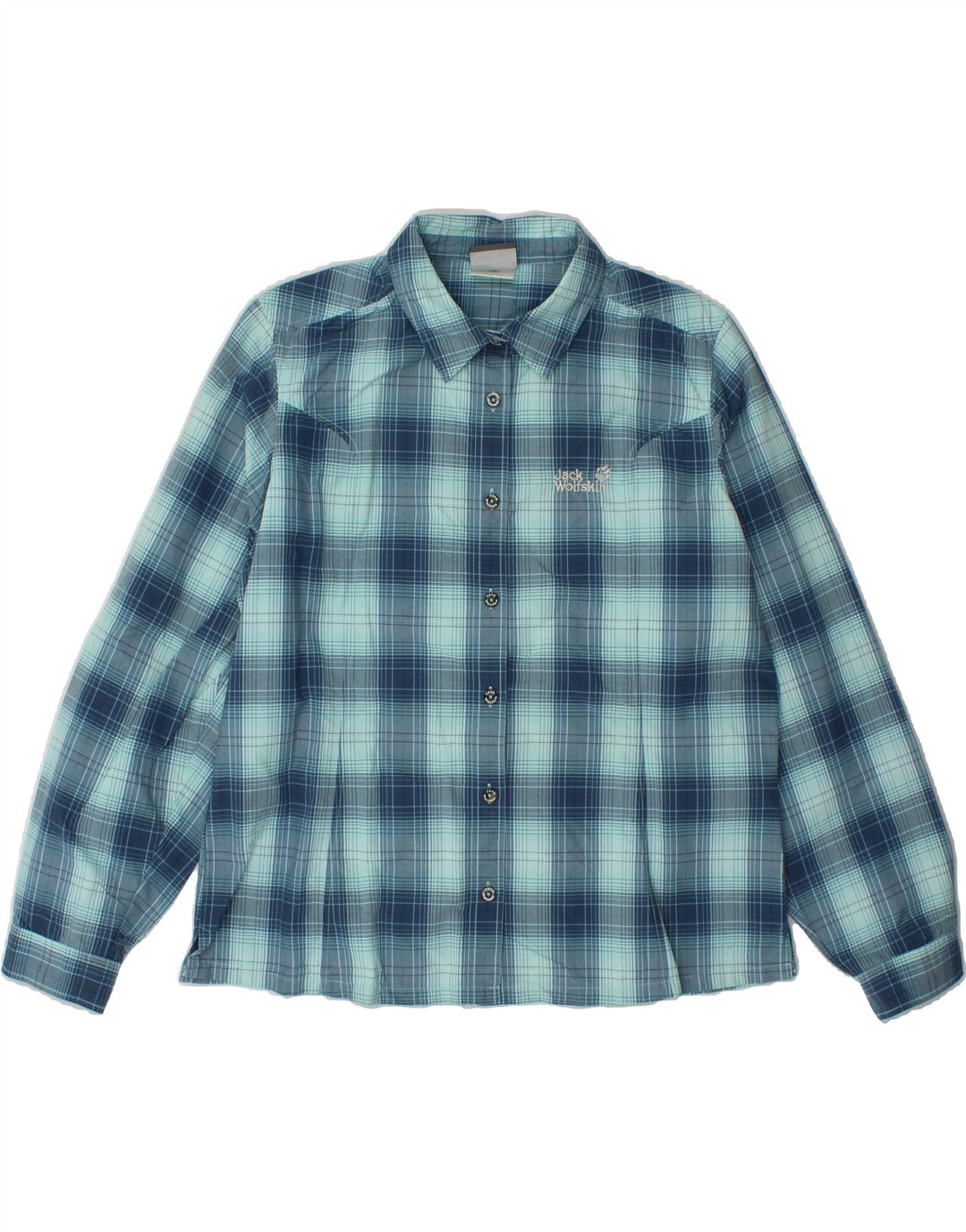 JACK WOLFSKIN Womens Shirt UK 18/20 2XL Blue Check Polyamide Vintage Jack Wolfskin and Second-Hand Jack Wolfskin from Messina Hembry 