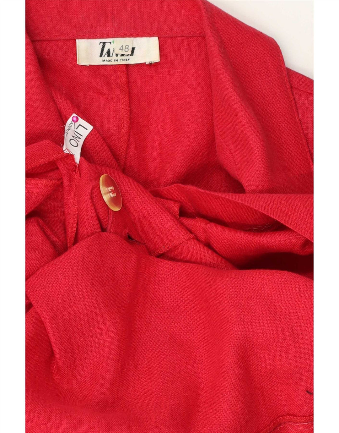 Vintage damska marynarka z krótkim rękawem i podwójnymi piersiami IT 48 XL czerwona