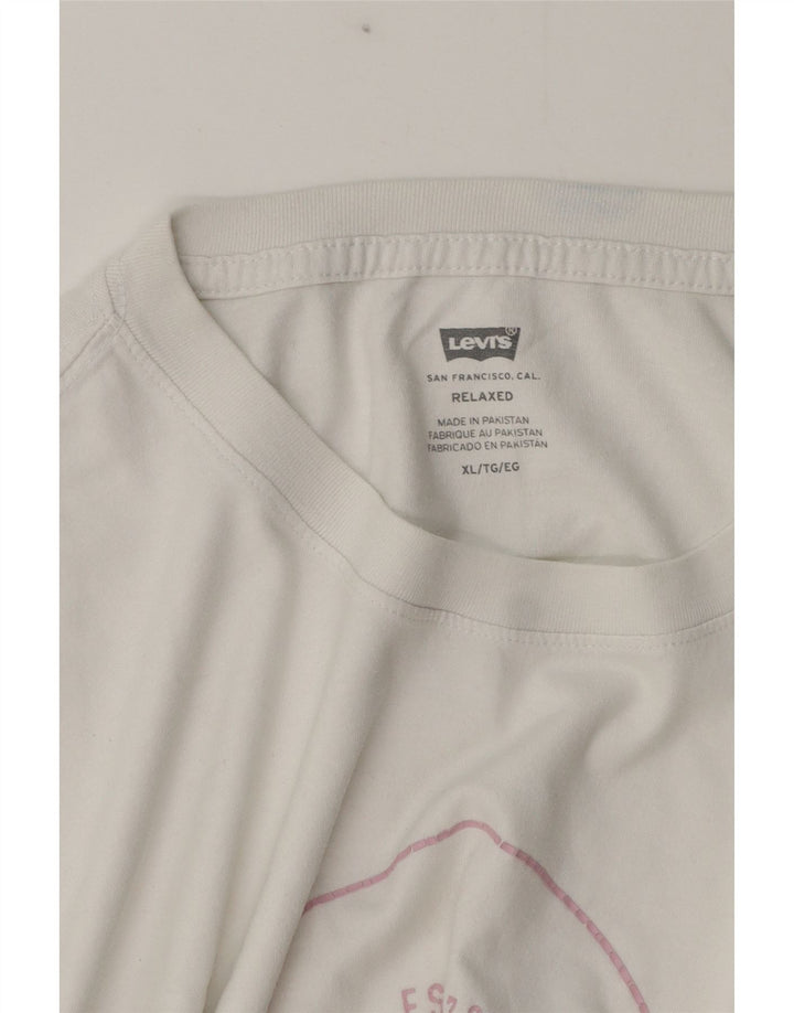 Męska koszulka z grafiką Levi's, góra XL, biała bawełna
