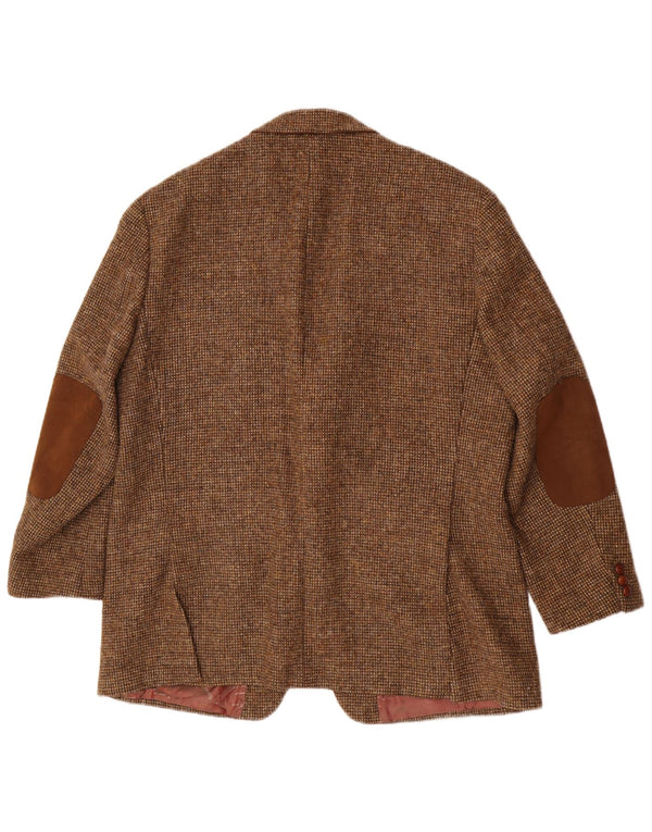 Męska marynarka zapinana na 2 guziki Harris Tweed UK 46 3XL Brązowa wełna dziewicza