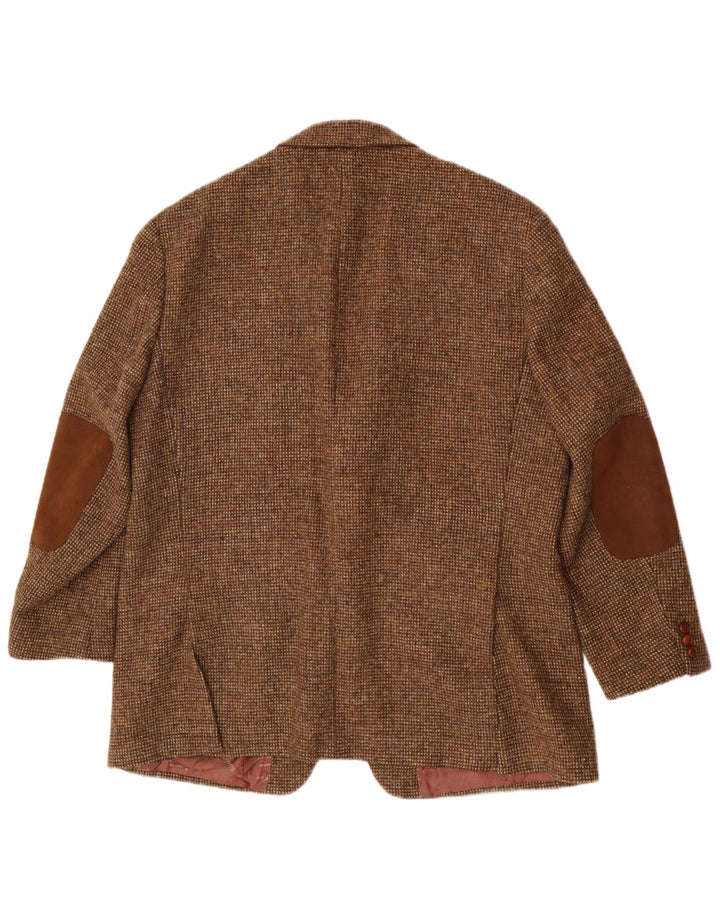 Męska marynarka zapinana na 2 guziki Harris Tweed UK 46 3XL Brązowa wełna dziewicza