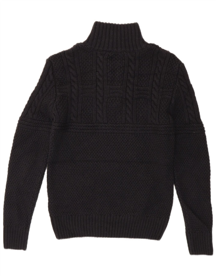Męski sweter z zamkiem błyskawicznym Superdry, mały, czarny, akrylowy