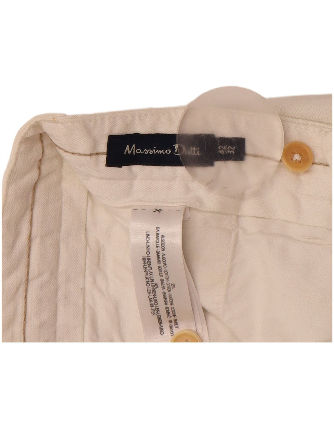 Męskie proste spodnie garniturowe MASSIMO DUTTI EU 42 Large W32 L32 Off White