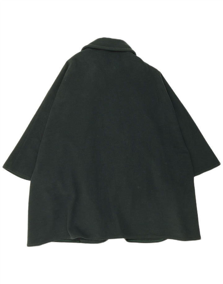 Vintage damski płaszcz poncho z podwójnymi piersiami, jeden rozmiar, zielony