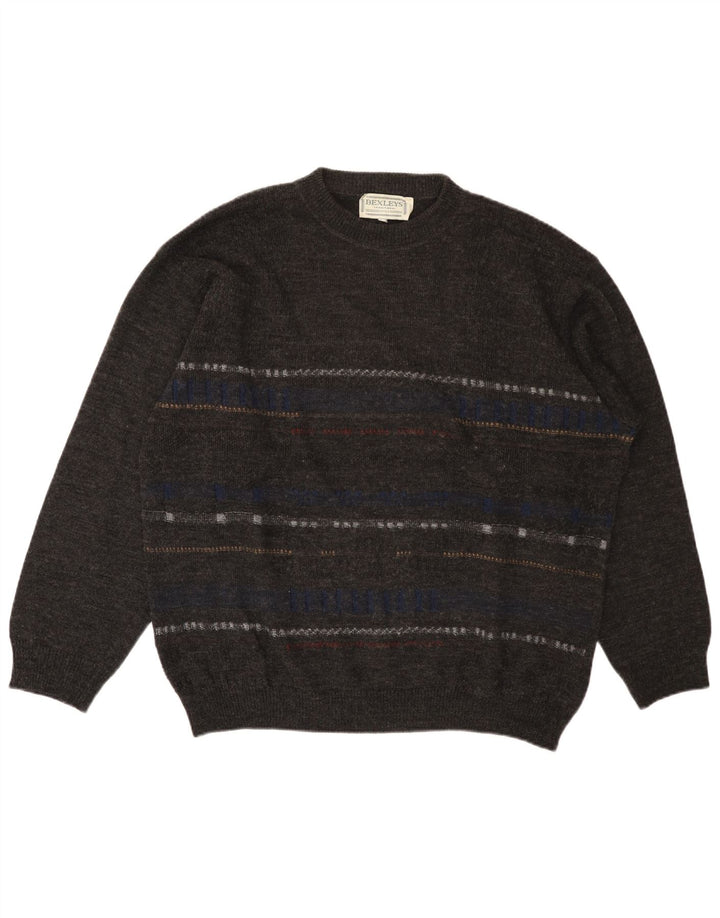 BEXLEYS Męski sweter z okrągłym dekoltem XL Szary poliakryl w paski