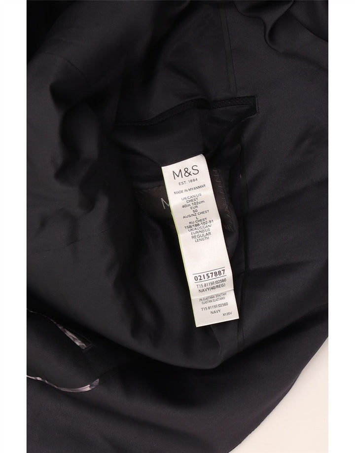 Marks & Spencer Męska marynarka zapinana na 1 guzik, UK 40, duża granatowa, poliestrowa