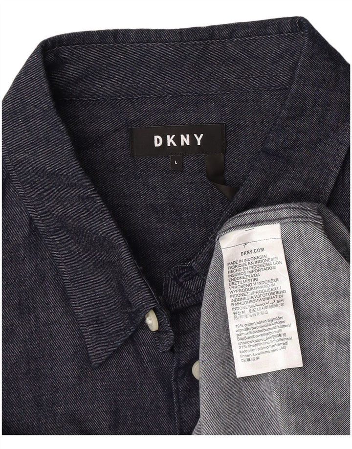 Koszula męska Dkny, duża, bawełniana, granatowa