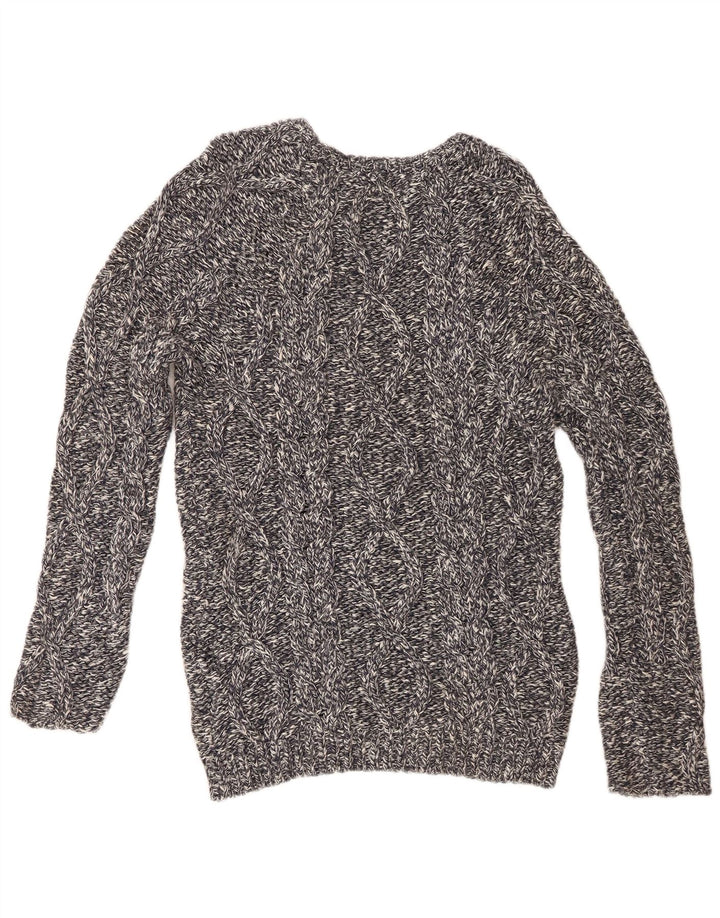 Męski sweter Zara z dekoltem w łódkę, duży, szary, bawełniany w plamki