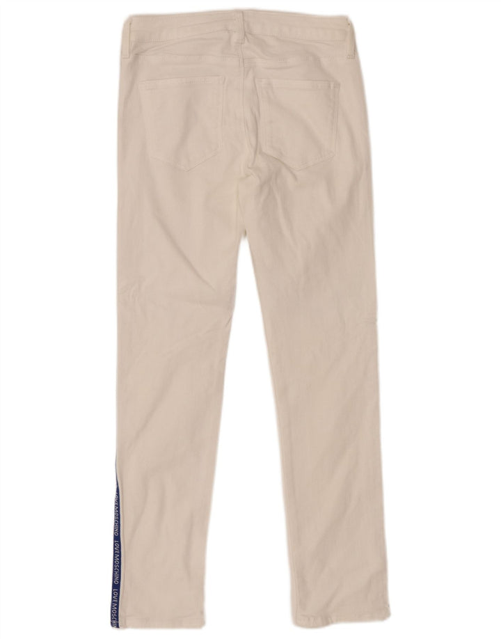 Damskie jeansy MOSCHINO Graphic Skinny W26 L26 białe