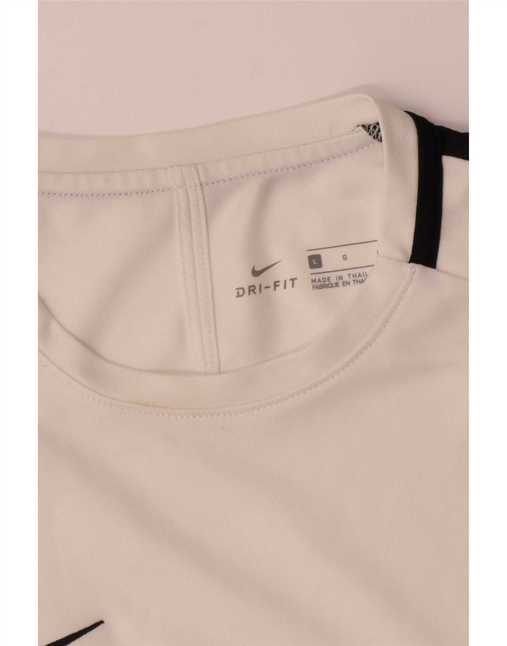 Męski T-shirt Nike Dri Fit, duży, biały, poliestrowy blok kolorów