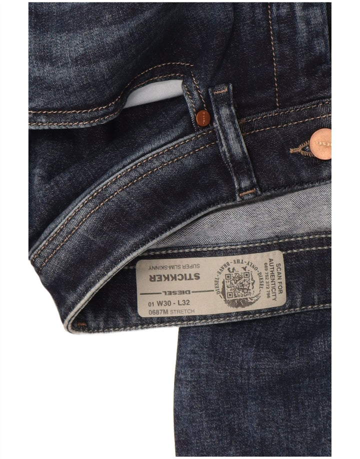 DIESEL Damskie jeansy Stickker Super Slim Skinny W30 L30 Granatowa bawełna