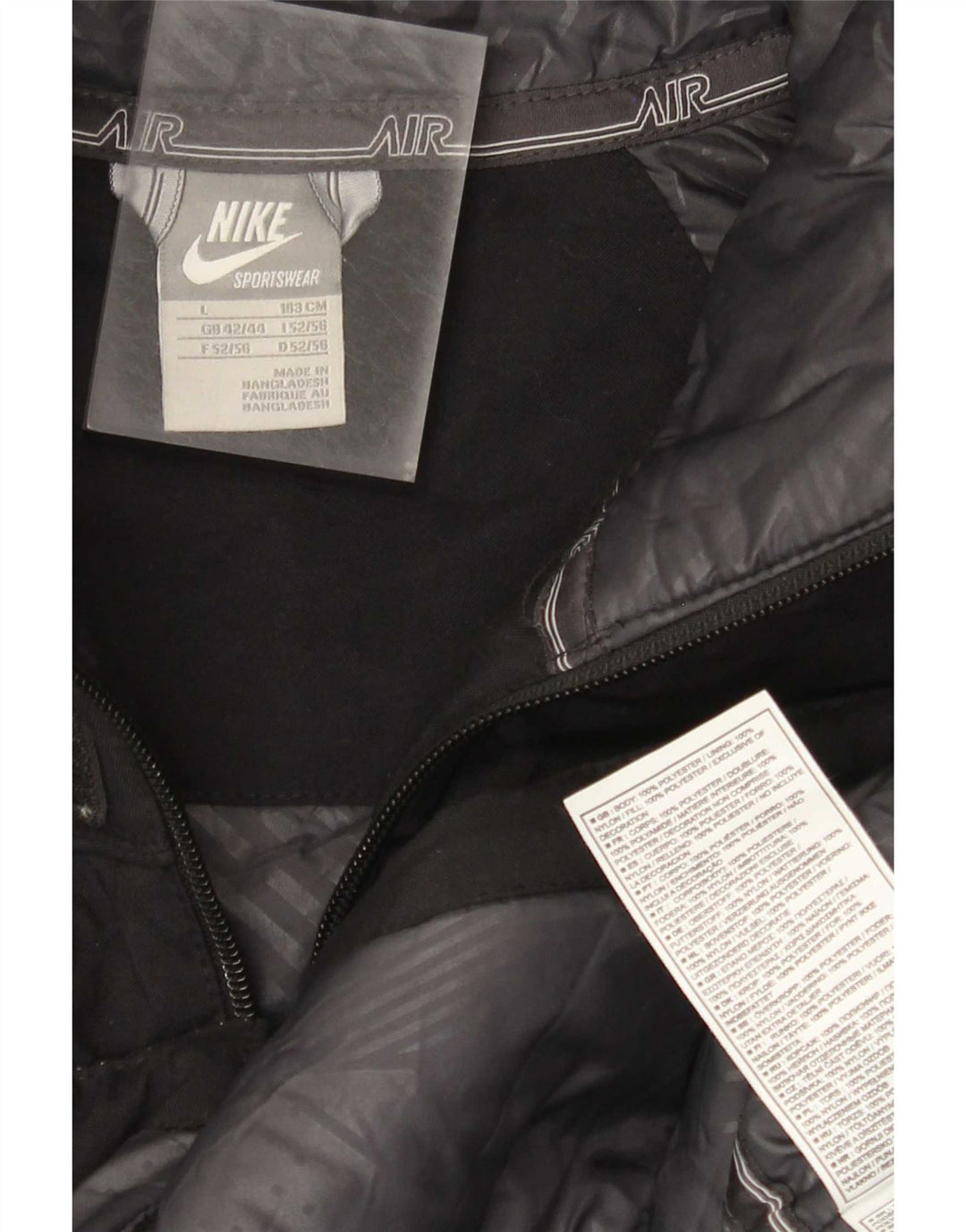 Męska wyściełana kurtka z kapturem i grafiką Nike UK 42/44, duży czarny poliester
