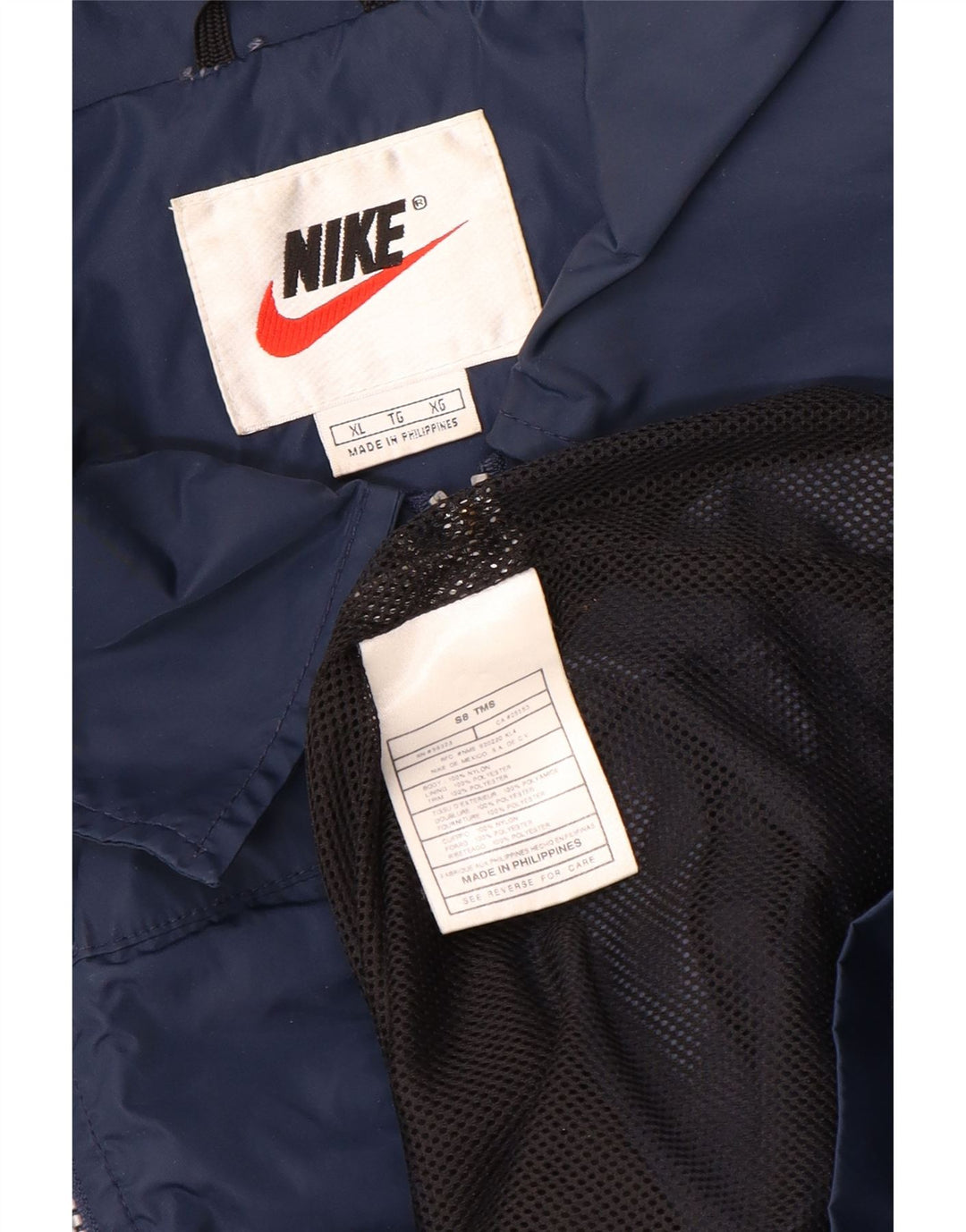 Męska kurtka przeciwdeszczowa Nike UK 42 XL, nylon w granatowe paski