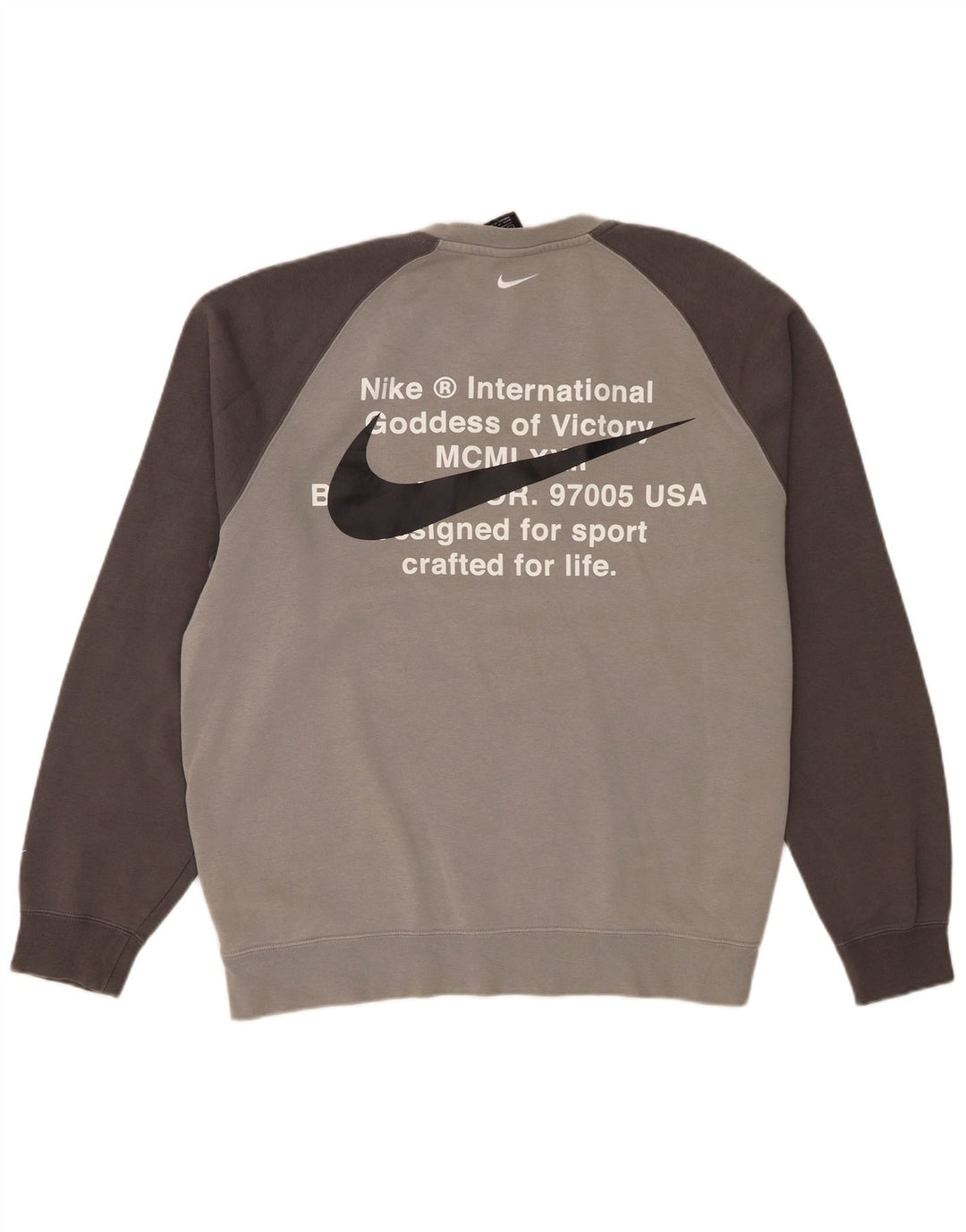 Męski sweter z grafiką Nike, duży, szary, bawełniany