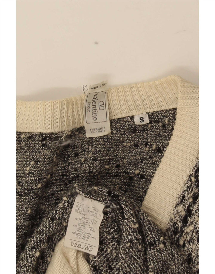 Męski sweter Valentino w małą szarą kratkę, bawełniany