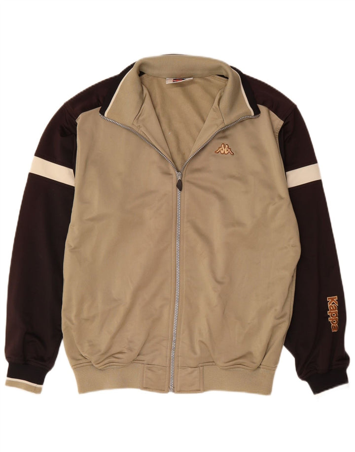 Męska kurtka dresowa Kappa, mały beżowy poliester z blokami kolorów