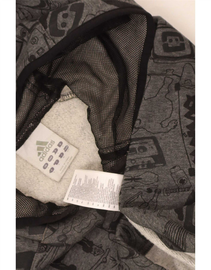 Adidas Męska bluza z kapturem z abstrakcyjnym wzorem, mała, szara, bawełniana