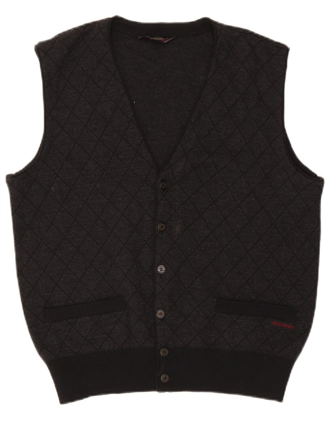 Męski sweter bez rękawów Paul & Shark, mały, szary, argyle/diament