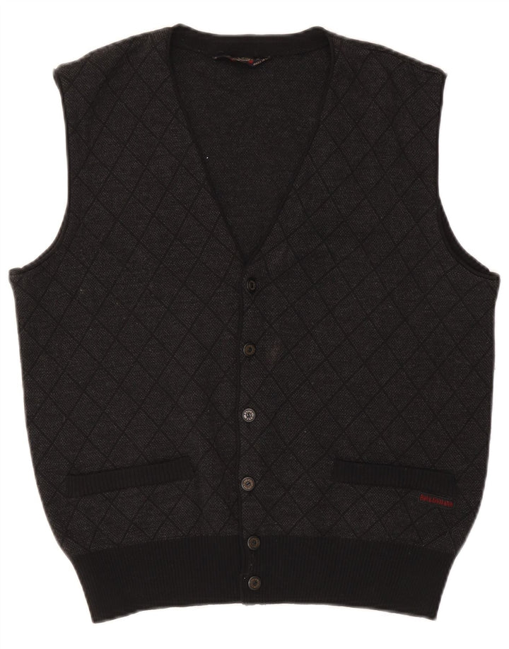 Męski sweter bez rękawów Paul & Shark, mały, szary, argyle/diament