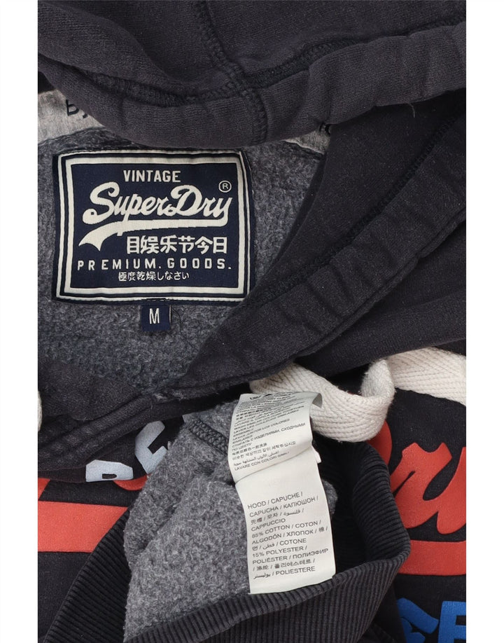 Męski sweter z kapturem Superdry z grafiką, średni granatowy, bawełniany