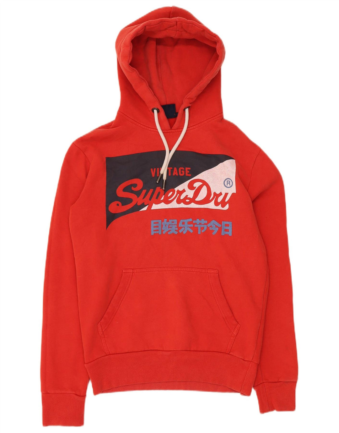 SUPERDRY Męski sweter z kapturem i grafiką XS, czerwony, bawełniany