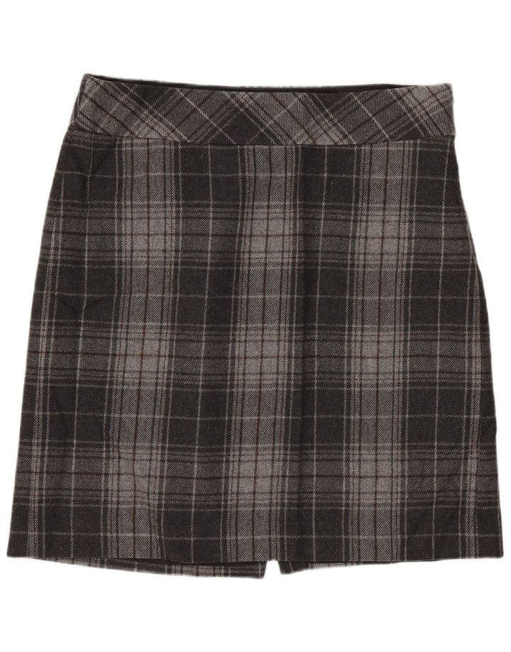 EDDIE BAUER Damska spódnica mini US 8 Medium W32 Szara wełniana krata