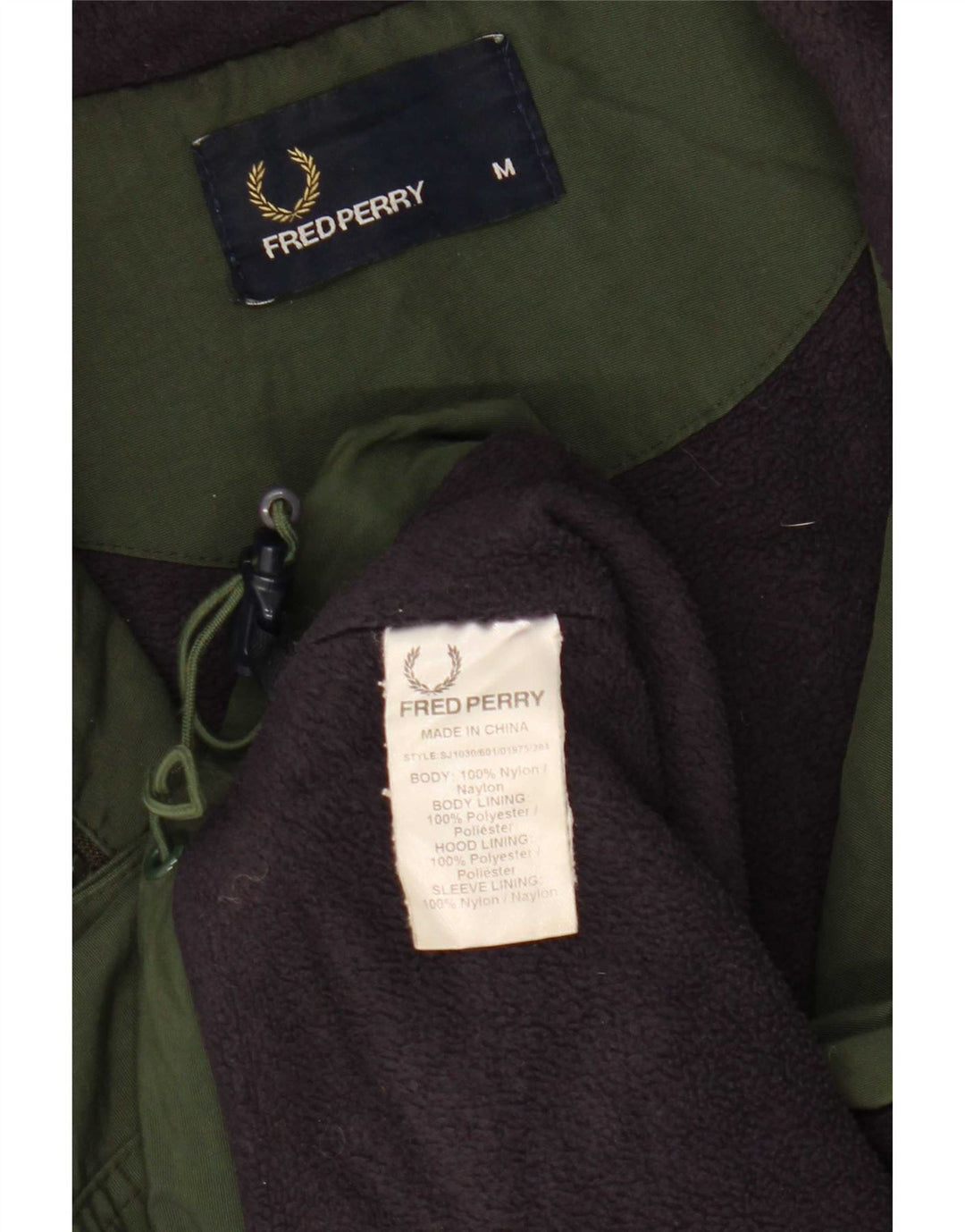 Męska kurtka wiatrówka z kapturem Fred Perry UK 38 Średni zielony nylon