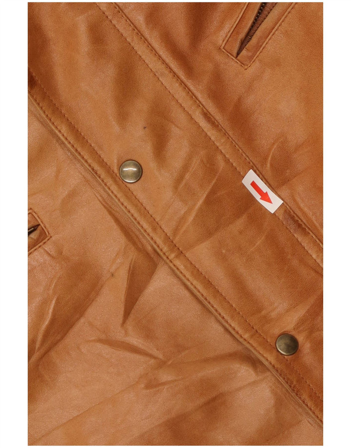 Vintage męska kurtka skórzana UK 38 średniej beżowej skóry