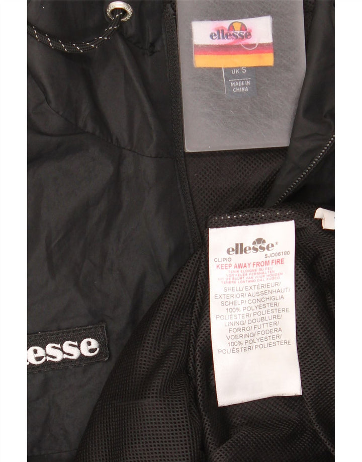 Męska kurtka przeciwdeszczowa z kapturem i grafiką Ellesse UK 36, mała, czarna, poliester