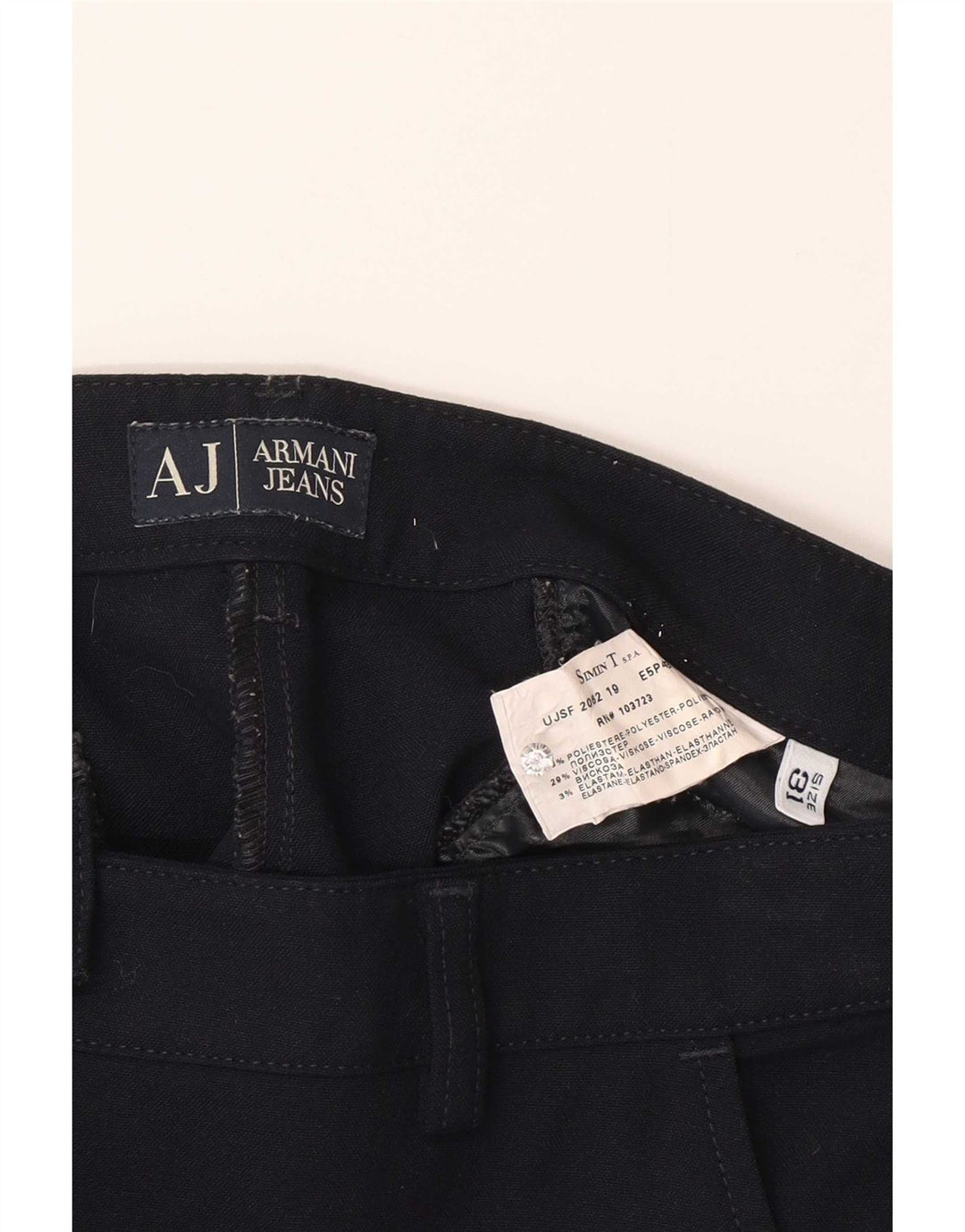 Spodnie damskie Armani Straight Chino W31 L31 Granatowy poliester