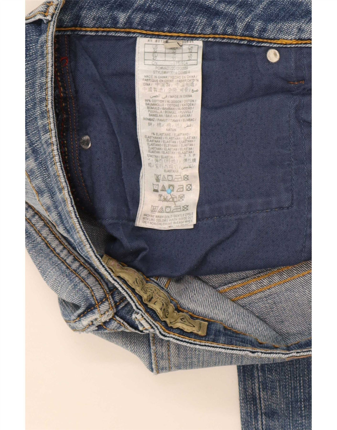 Guess Męskie Proste Dżinsy W32 L29 Niebieskie Bawełniane