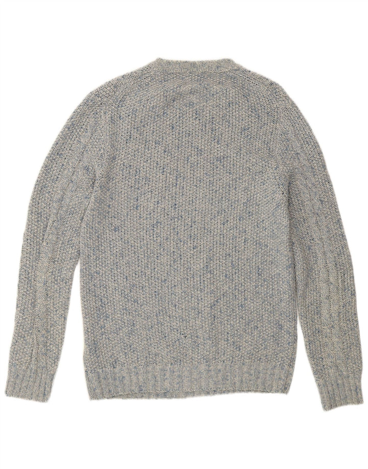 Męski sweter Massimo Dutti z okrągłym dekoltem, duży, niebieski, wełniany w cętki